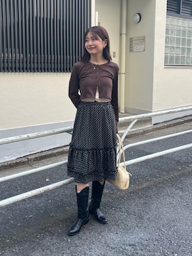「Kastane（カスタネ）の【新色追加/チェック&無地】フリルミドルスカート（スカート）」を使った、Kastane officialさん（レディース・160cm）の夏コーディネート