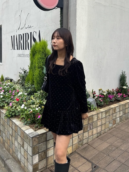 結婚式/オケージョン】ベロアスタッズミニワンピース（ワンピース