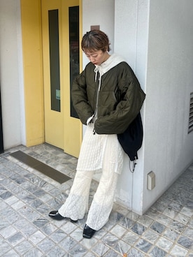 「アイテム（ブルゾン、グリーン系）」を使った、Kastane officialさん（レディース・155cm）の夏コーディネート