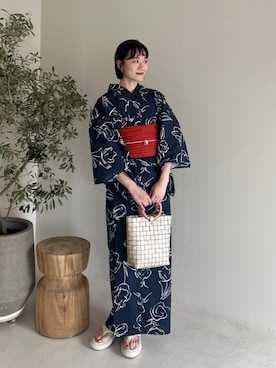 「浴衣」｜「アイテム（その他）」を使った、Kastane officialさん（レディース・165cm）の夏コーディネート