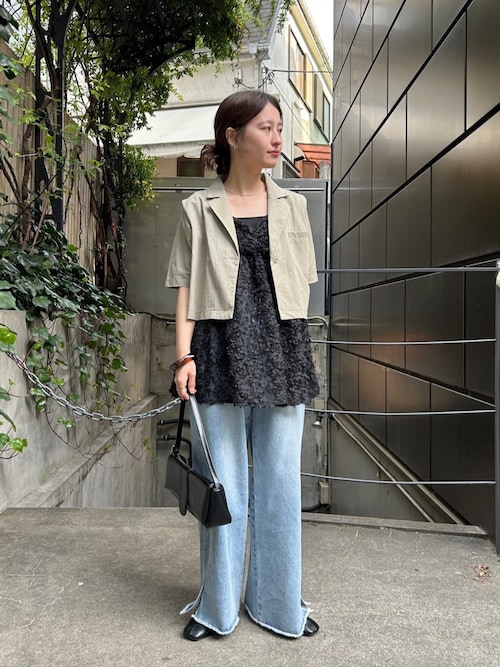 セール】【S.Lサイズ展開】半袖タックジャケット（テーラード