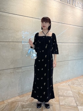 Kastane ベロアワンピvelour bell sleeve dress Kastane