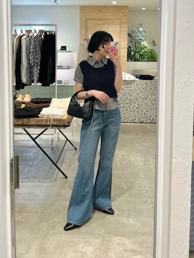 「Kastane（カスタネ）のパフシャツ×タンクSET（シャツ/ブラウス、グレー系）」を使った、Kastane officialさん（レディース・160cm）の春コーディネート