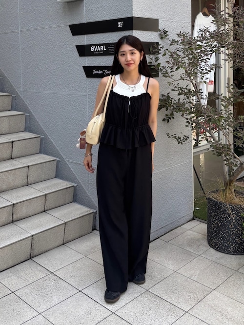 低身長サイズ/2サイズ展開/無地&チェック】ペプラムキャミ