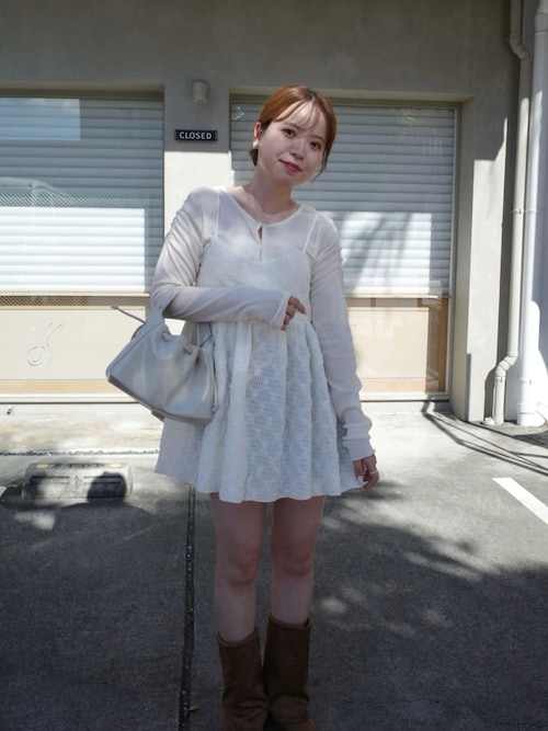 Kastane カスタネ チュニック トップス セット売り セール】【前後2WAY】ウェーブ刺繍チュールチュニック（チュニック