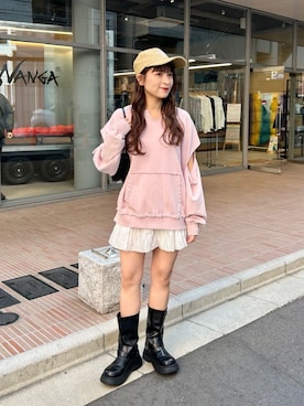 「Kastane（カスタネ）のワッシャーティアードミニスカート（スカート）」を使った、Kastane officialさん（レディース・157cm）の冬コーディネート