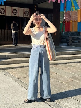 「フラワープリント」｜「アイテム（タンクトップ）」を使った、Kastane officialさん（レディース・166cm）の夏コーディネート