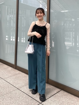 「FREE'S MART（フリーズマート）のアイテム（スラックス）」を使った、Rinaさん（レディース・156cm）の夏コーディネート