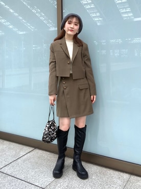 「ハロウィン」｜「アイテム（ハンチング/ベレー帽）」を使った、Rinaさん（レディース・156cm）の秋コーディネート
