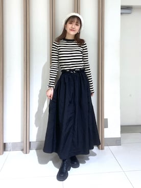 「FREE'S MART（フリーズマート）のアイテム（ハンチング/ベレー帽）」を使った、Rinaさん（レディース・156cm）の秋コーディネート
