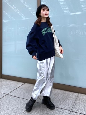 「FREE'S MART（フリーズマート）のアイテム（スウェット）」を使った、Rinaさん（レディース・156cm）の冬コーディネート