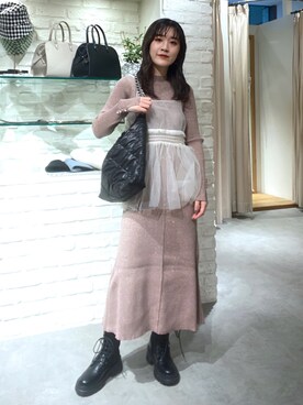 「レザー」｜「アイテム（その他トップス）」を使った、Rinaさん（レディース・156cm）の冬コーディネート