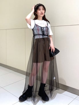 「FREE'S MART（フリーズマート）のアイテム（ワンピース/ドレス）」を使った、Rinaさん（レディース・156cm）の春コーディネート