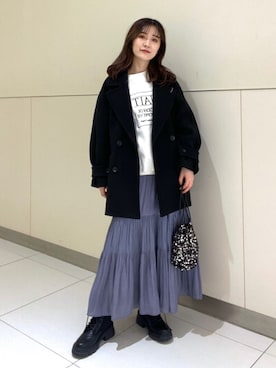 「FREE'S MART（フリーズマート）のアイテム（ピーコート）」を使った、Rinaさん（レディース・156cm）の秋コーディネート