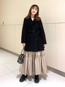 「FREE'S MART（フリーズマート）のアイテム（チェスターコート）」を使った、Rinaさん（レディース・156cm）の秋コーディネート