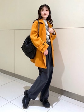 「FREE'S MART（フリーズマート）のアイテム（ピーコート）」を使った、Rinaさん（レディース・156cm）の冬コーディネート
