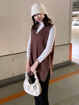 「SONA（ソナ）のアイテム（スラックス）」を使った、Harukaさん（レディース・161cm）の秋コーディネート