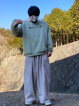 「kutir（クティール）のアウトドア刺繍裏起毛スウェット（スウェット）」を使った、優さん（メンズ・173cm）の冬コーディネート