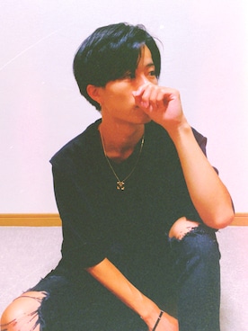 「黒Tシャツ」｜「アイテム（ベスト、ブラック系）」を使った、𝗦𝗔𝗬 【セイ】さん（メンズ・173cm）の夏コーディネート