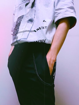 「ZARA（ザラ）のアイテム（スラックス、ブラック系）」を使った、𝗦𝗔𝗬 【セイ】さん（メンズ・173cm）の夏コーディネート
