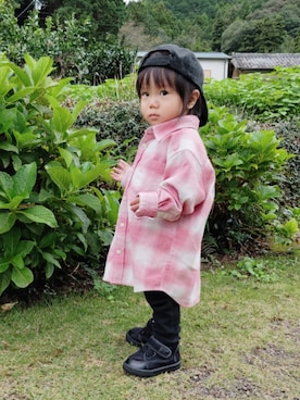 「DAISO（DAISO）の220円（キャップ）」を使った、REIさん（キッズ・70cm）の秋コーディネート