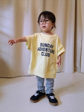 「西松屋（ニシマツヤ）の545円（メガネ、ブラウン系）」を使った、REIさん（キッズ・80cm）の春コーディネート
