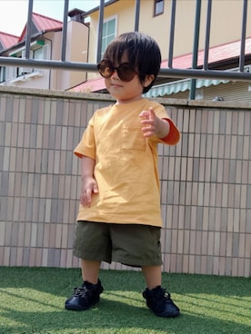 「DAISO（DAISO）の110円（サングラス、ブラウン系）」を使った、REIさん（キッズ・80cm）の夏コーディネート