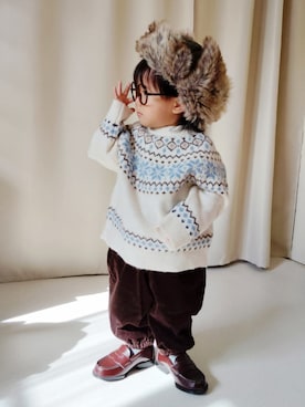 「アイテム（メガネ）」を使った、REIさん（キッズ・70cm）の秋コーディネート