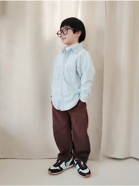「UNIQLO（ユニクロ）のcolor:37BROWN（サングラス、ブラウン系）」を使った、REIさん（キッズ・110cm）の春コーディネート