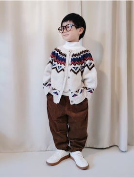 「アイテム（カーディガン/ボレロ）」を使った、REIさん（キッズ・110cm）の冬コーディネート