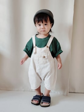 「アイテム（帽子）」を使った、REIさん（キッズ・70cm）の秋コーディネート