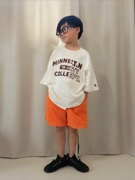 「UNIQLO（ユニクロ）のcolor:37BROWN（サングラス、ブラウン系）」を使った、REIさん（キッズ・80cm）の夏コーディネート