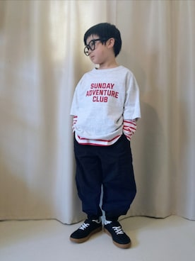 「UNIQLO（ユニクロ）のcolor:09BLACK（サングラス、ブラック系）」を使った、REIさん（キッズ・80cm）の春コーディネート