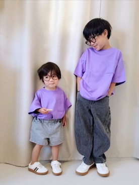 「UNIQLO（ユニクロ）のcolor:37BROWN（サングラス、ブラウン系）」を使った、REIさん（キッズ・110cm）の夏コーディネート