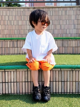 「DAISO（DAISO）の110円（サングラス、ブラウン系）」を使った、REIさん（キッズ・80cm）の夏コーディネート