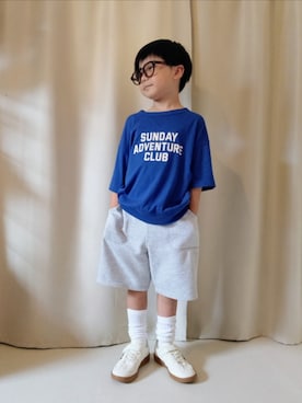 「UNIQLO（ユニクロ）のcolor:37BROWN（サングラス、ブラウン系）」を使った、REIさん（キッズ・80cm）の夏コーディネート