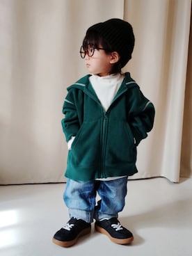 「アイテム（Tシャツ/カットソー）」を使った、REIさん（キッズ・70cm）の秋コーディネート