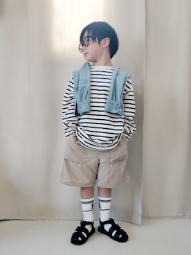 「UNIQLO（ユニクロ）のcolor:37BROWN（サングラス）」を使った、REIさん（キッズ・110cm）の夏コーディネート