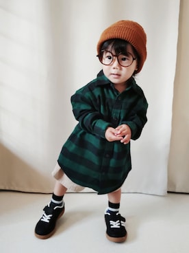 「アイテム（トップス）」を使った、REIさん（キッズ・70cm）の秋コーディネート