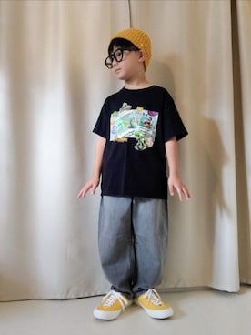 「GLOBAL WORK（グローバルワーク）のアイテム（帽子）」を使った、REIさん（キッズ・110cm）の秋コーディネート