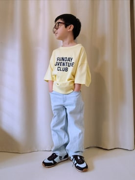 「UNIQLO（ユニクロ）のcolor:37BROWN（サングラス、ブラウン系）」を使った、REIさん（キッズ・80cm）の春コーディネート