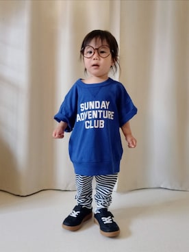 「西松屋（ニシマツヤ）の545円（メガネ、ブラウン系）」を使った、REIさん（キッズ・80cm）の春コーディネート