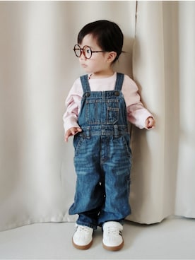 「西松屋（ニシマツヤ）の545円（メガネ、ブラウン系）」を使った、REIさん（キッズ・110cm）の春コーディネート