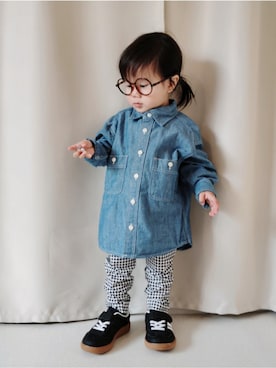 「西松屋（ニシマツヤ）の545円（メガネ、ブラウン系）」を使った、REIさん（キッズ・110cm）の春コーディネート