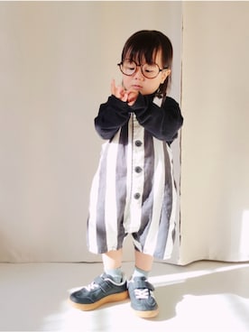 「p.premier（ピードットプルミエ）のアイテム」を使った、REIさん（キッズ・70cm）の冬コーディネート