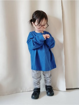 「西松屋（ニシマツヤ）の545円（メガネ、ブラウン系）」を使った、REIさん（キッズ・110cm）の春コーディネート