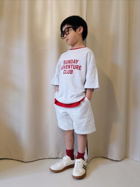 「UNIQLO（ユニクロ）のcolor:37BROWN（サングラス、ブラウン系）」を使った、REIさん（キッズ・80cm）の夏コーディネート