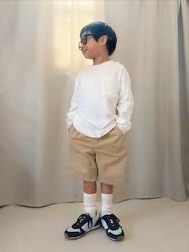 「UNIQLO（ユニクロ）のcolor:37BROWN（サングラス、ブラウン系）」を使った、REIさん（キッズ・80cm）の春コーディネート