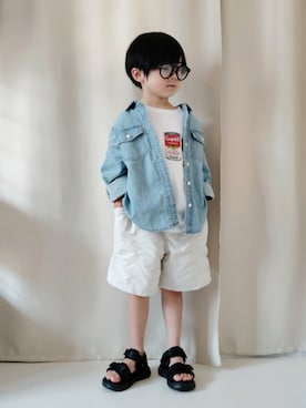 「GU（ジーユー）のアイテム」を使った、REIさん（キッズ・110cm）の夏コーディネート