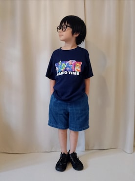 「UNIQLO（ユニクロ）のcolor:09BLACK（サングラス、ブラック系）」を使った、REIさん（キッズ・80cm）の夏コーディネート